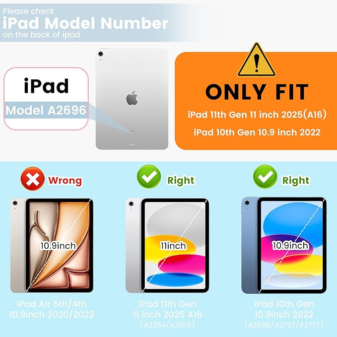 Case Compatible with iPad (A16) 11th Generation 11 Inch 2025/10th Generation 10.9 Inch 2022 Shockproof Hybrid Slim Stand Smart Cover with Pencil Holder Supports Auto Wake/Sleep Z006