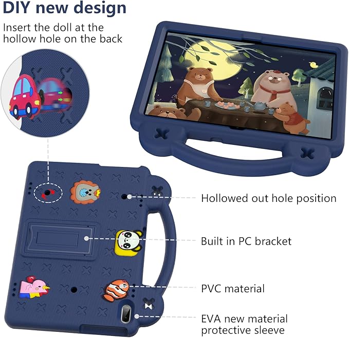 Compatible with Huawei MediaPad T5 10.1/Lenovo Tab M10/Lenovo Tab P10 Tablet Case Kids Lightweight Shockproof Protective Case with Shoulder Strap &amp Stand Handle - Navy Blue