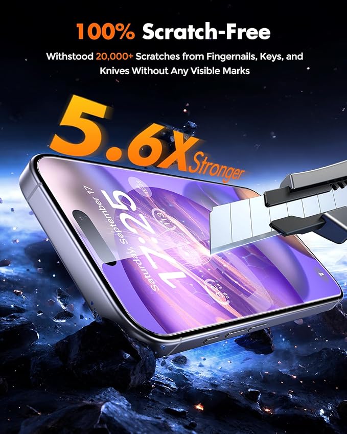 UNBREAKcable iPhone 16 Screen Protector [3-Pack] Tempered Glass with Auto-Align Tech for Easy Install 9H+ Hardness Anti-Fingerprint Ultra-Clear Full-Coverage Protection 6.1-Inch