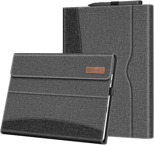 Fintie Case for 13 Inch Microsoft Surface Pro 11/10/9 - Multiple Angle Viewing Portfolio Business Cover with Pocket &amp Stylus Holder Compatible with Type Cover Keyboard Gray