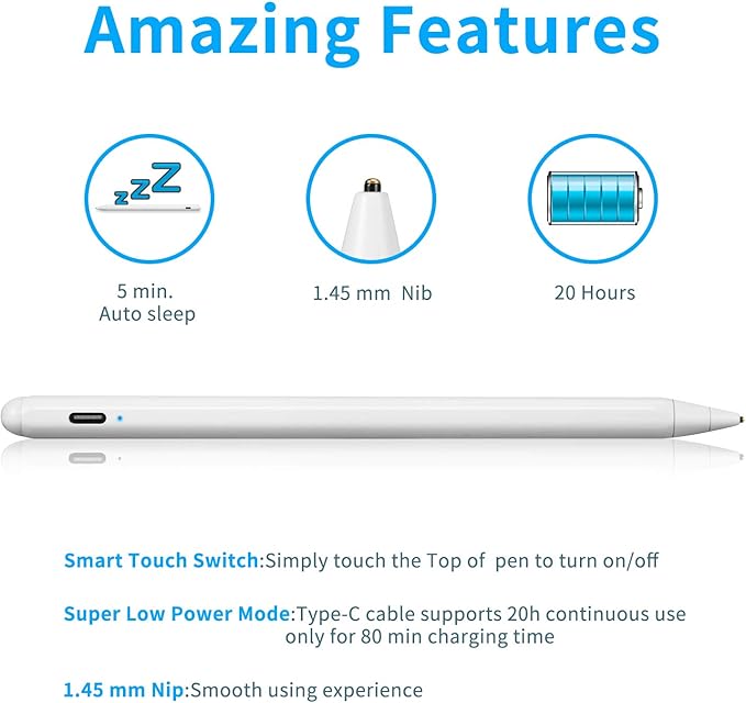 Chromebook Flip 2-in-1 Touchscreen Laptop Stylus Pen Active Pen Digital Capacitive Stylus for ASUS Chromebook Flip 2-in-1 Laptop Stylus with Ultra Fine TipTouch-Control and RechargeableWhite