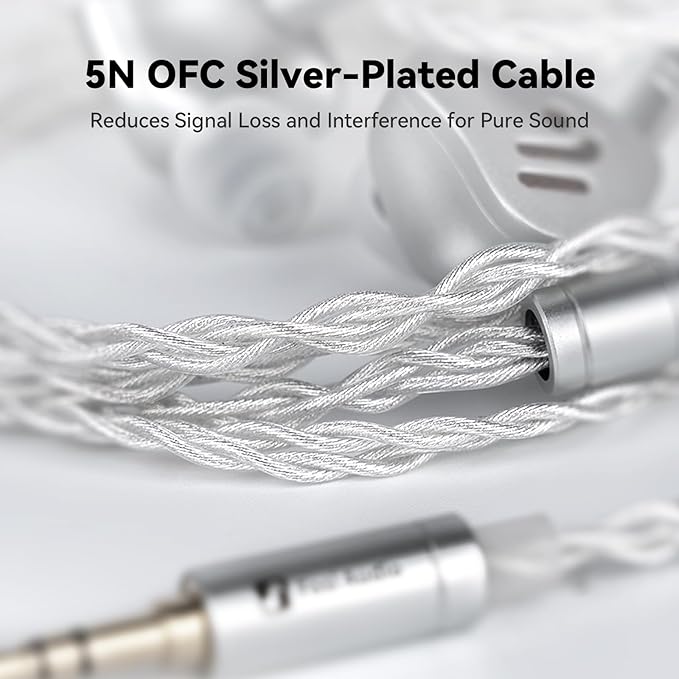 Fosi Audio IM4 Open-Back IEM Earphones in Ear Monitor Wired Earbuds 10mm Single Dynamic Driver IEMs for Audiophiles Gaming and Studio 3.5mm 2-Pin 0.78mm Detachable Cables N52 Dual Magnets