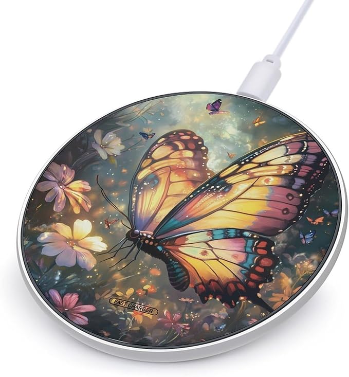Butterfly Wireless Charger Anti-Slip Wireless Charging Pad Slim Charger Mat for Men Women