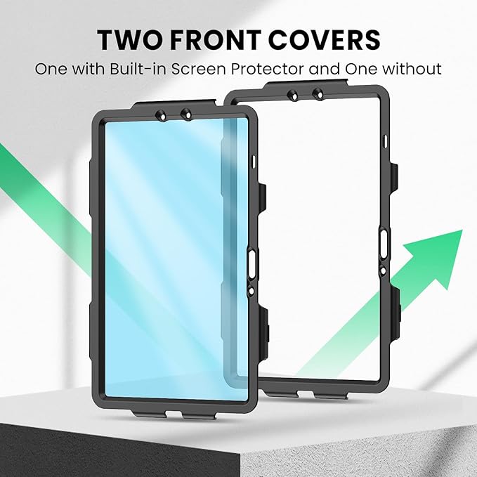 SEYMAC Case for Samsung Galaxy Tab S10 Lite/ S10 FE/ S9 FE/ S9 5G (10.9''/11'') Heavy Duty Shockproof Protective Case with Screen Protector Rotating Stand Hand Strap and Pen Holder Orange