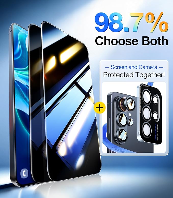 UltraGlass TOP 9H+ Armor for Samsung Galaxy S26 Ultra Privacy Screen Protector [NO.1 Military Grade Shatterproof] Galaxy S26 Ultra Screen Protector Privacy Glass S26ultra [100% Anti-Spy] 2 Pack