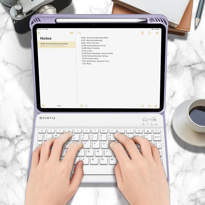 Fintie Keyboard Case for iPad Air 11-inch M4/M3/M2 (2026/2025/2024) iPad Air 5th/4th Generation (2022/2020) 10.9 Inch - Soft TPU Cover w/Magnetically Detachable Bluetooth Keyboard Lilac Marble