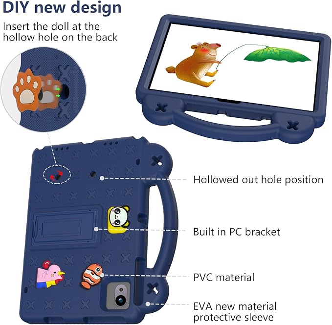 for Revvl Tab 2 Case 10.1 inch 2025 Kids EVA Tablet Cover with Strap Stand Handle for Tmobile Revvl Tab 2 5G Case Navy