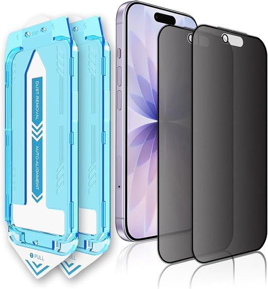 2-Pack Matte Anti-Glare Privacy Screen Protector for iPhone | Dust-Install Design | Anti-Spy Tempered Glass | Blue Light Blocking | HD Clear &amp Scratch Resistant (iPhone 17 Pro)