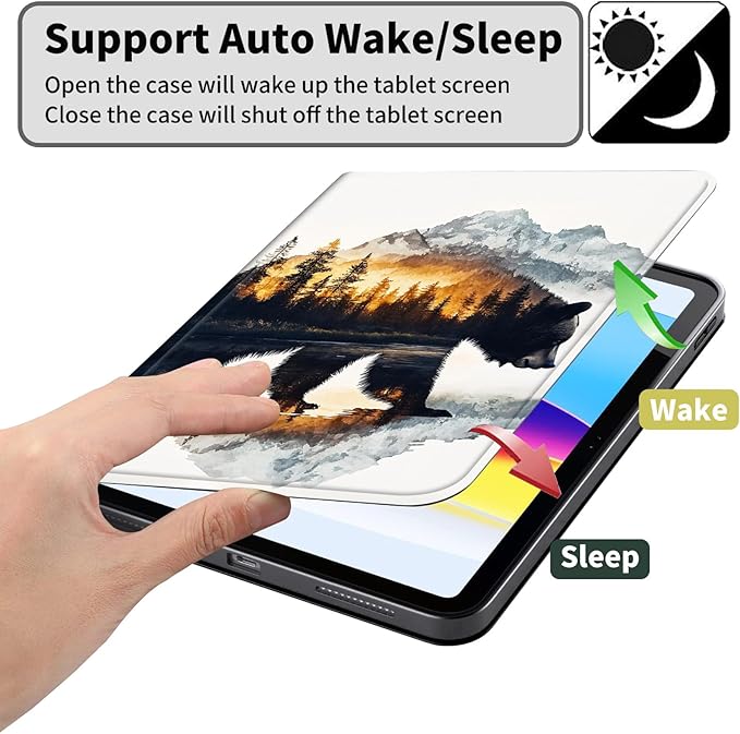 Case for Amazon Kindle Fire HD 10 and Fire HD 10 Plus 10.1 Tablet Case (13th/11th Generation 2023/2021 Release) Slim Fit PU Leather Cover with Auto Sleep/Wake - Bear Mountains