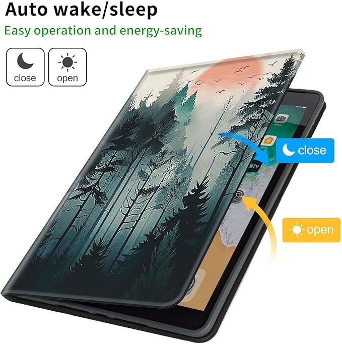 Case for All-New Kindle Paperwhite 12th Generation 7 inch 2024 &amp Kindle Colorsoft Signature Edition 2024 Lightweight Protective PU Leather Smart Stand Cover with Auto Wake Sleep - Forest Tree