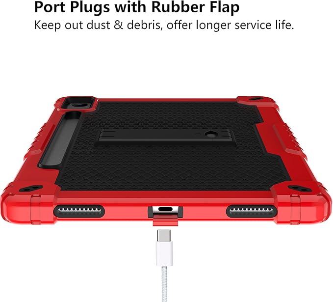 Case for Lenovo Tab P12 12.7 Inches Tablet Case Shockproof Hybrid Kids Case with Screeen Protector for Lenovo tab P12/Xiaoxin Pad Pro 12.7 Tablet Case TB370FU/TB371FC (Red/Black/2 PCS)
