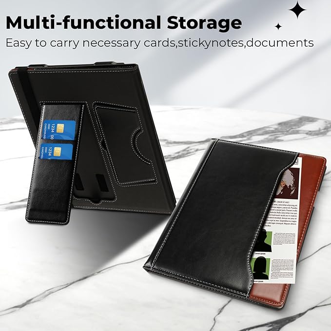 E NET-CASE Case for Remarkable 2 Tablet 10.3 inch (2020 Released) - New Business Design Upgraded Leather Cover for Remarkable 2 Digital Paper with Stand &amp Pen Holder (Black&ampBrown)