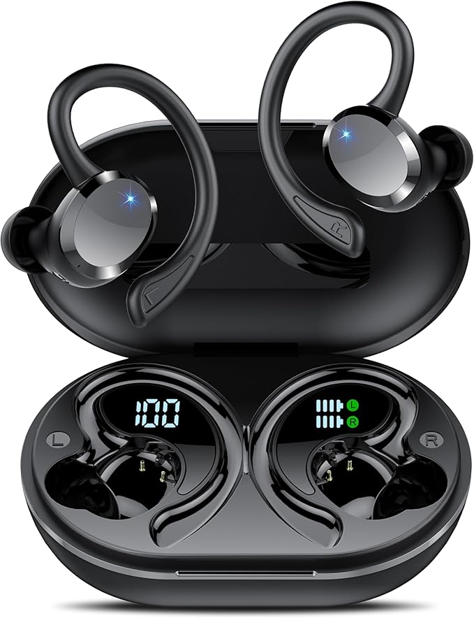 Ear Buds Wireless Bluetooth Earbuds Bluetooth 5.4 Headphones 68hrs Playtime Sport Earphones with LED Display ENC Noise Cancelling Mic IPX7 Waterproof Earbuds with Hook for Sports/Workout/Running