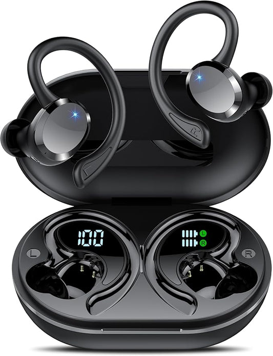 Ear Buds Wireless Bluetooth Earbuds Bluetooth 5.4 Headphones 68hrs Playtime Sport Earphones with LED Display ENC Noise Cancelling Mic IPX7 Waterproof Earbuds with Hook for Sports/Workout/Running