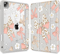 Tuiklol Case for iPad Pro 12.9 Inch M2 Case 2022 2021 2020 2018 Generation 6th/5th/4th/3rdBuilt-in Pencil Holder Clear Transparent Protective Back Shell Cover Leopard Bow Pink