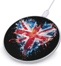 Heart United Kingdom Flag Splash Phone Charger Magnetic Charging Pad Anti-Slip with USB Cable
