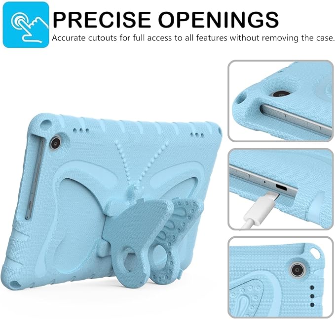 Kids Case Compatible with Kindle Fire HD 10 Tablet (13th/11th Generation 2023/2021 Release) Lightweight Shockproof Case EVA Foam Cover with Shoulder Strap &amp Stand Cover for Boys Girls(Light Blue)