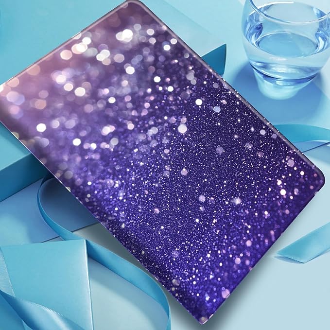 Case for Amazon Fire HD 8/ HD 8 Plus Tablet (12th/10th Generation 2024/2022/2020) PU Leather Smart Protective Cover with Auto Sleep/Wake for Fire HD 8 2024/2022Purple Glitter