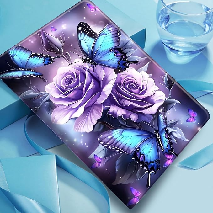 Purple Roses Blue Butterflies