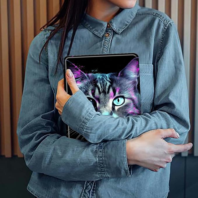 Case for iPad Air 5th/4th Generation (2022/2020 Release) 10.9/iPad Pro 11 2022/2021/2020 Release Cat Purple Glow Theme 360 Degree Rotating Stand Protective Cover with Auto Sleep/Wake