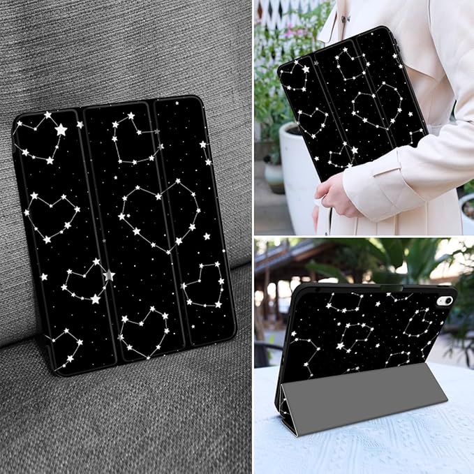 MEEgoodo for M4/M3/M2 iPad Air 11 inch Case 2026 2025 2024Case for iPad Air 5th Generation/iPad Air 4th Gen 10.9 inch 2022 2020 Tablet Cover with Soft TPU Back Shell Constellations &amp Hearts