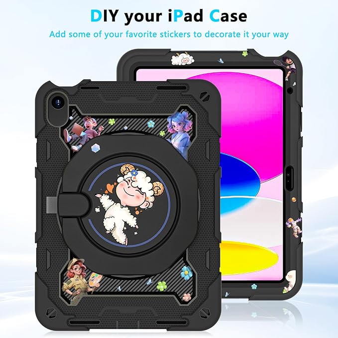 ROISKIN Case for iPad (A16) 11th Generation 11 Inch 2025 iPad 10th Generation Case 10.9 for Kids with Screen Protector360 Kickstand &amp HandleShoulder StrapHeavy Duty Military Grade Drop Protec