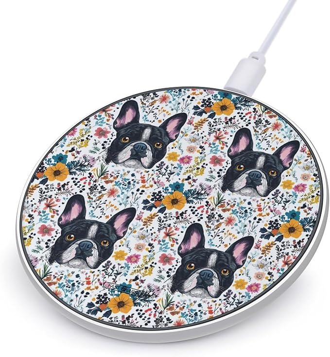 Cute Bulldog Dog Wireless Charger Anti-Slip Wireless Charging Pad Slim Charger Mat for Men Women