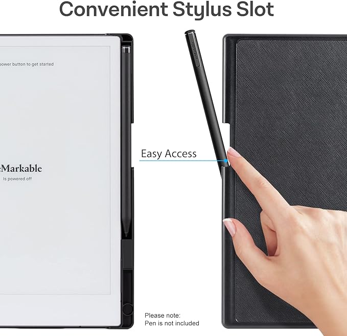 CoBak Case for Remarkable 2 Paper Tablet with Two Viewing Angles- Lightweight and Hard Back Shell Protective Book Folio Cover with Built-in Pen Holder - for 10.3 2020 Released (with Stand Black)