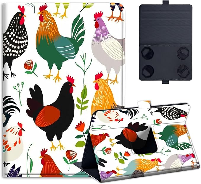 Universal 99.710.110.210.5 Tablet CaseProtective Stand Folio Case for 9-10.5 Inch Tablet Cover for iPad Samsung Others Colorful Rooster Chickens