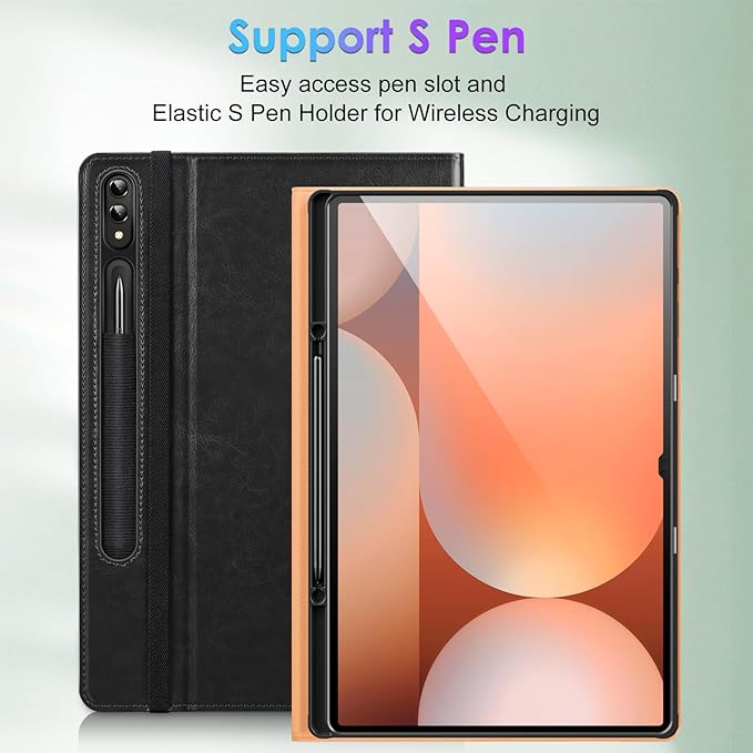 DTTO for Samsung Galaxy Tab S10 Ultra / S9 Ultra / S8 Ultra Case 2024/2023/2022 Premium Leather Business Folio Stand Cover with S Pen Holder for 14.6 Inch Tablet Auto Wake/Sleep Black Brown