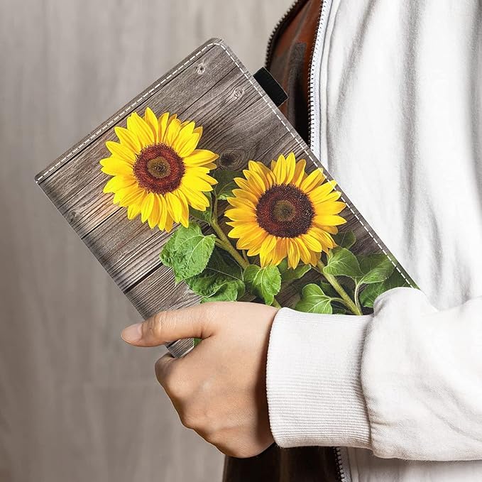 Case for All-New Amazon Kindle Fire 7 Tablet (7 12th Generation 2022 Release) Latest Model - PU Leather Folio Case with Smart Auto Wake/Sleep Sunflower