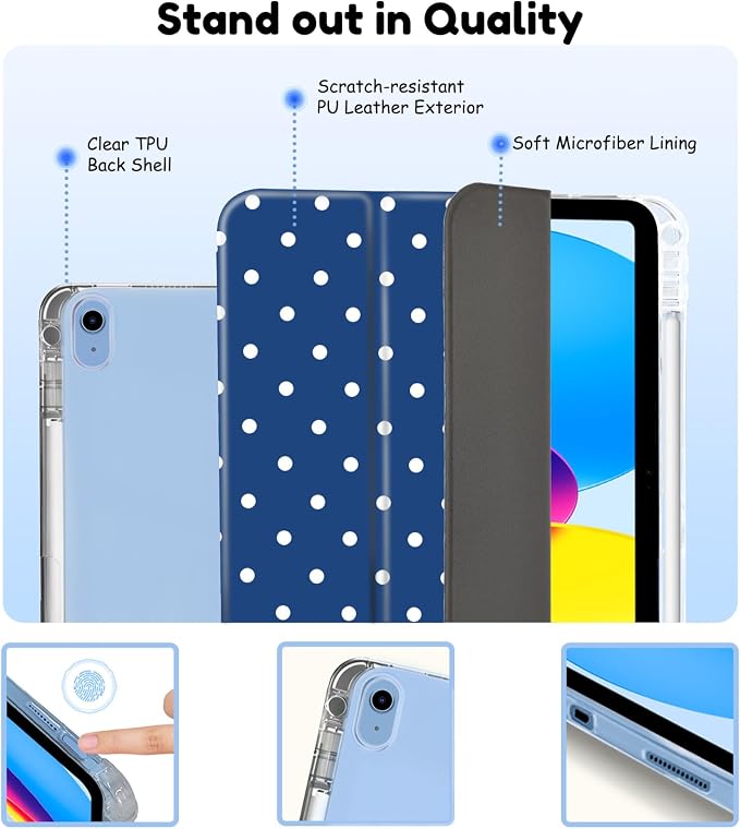 White Polka Dots Dark Blue