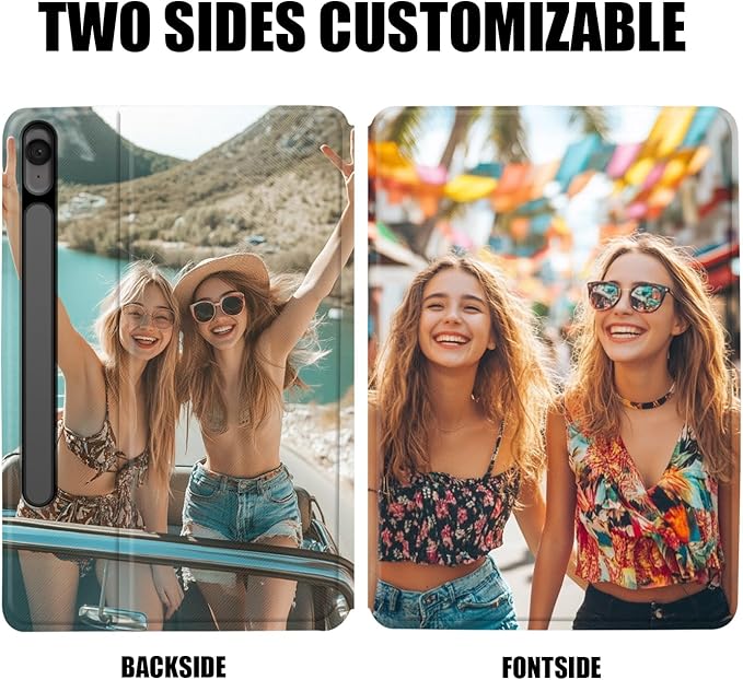Custom Photo Personalized Flip Case for Samsung Galaxy Tab S9 FE 11 inch(2023)Model Code: SM-X510/X516B Samsung Galaxy Tablet Customized Picture Text Leather Stand Cover Protective Case