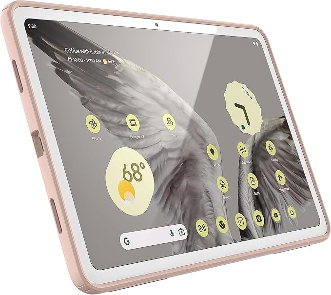 Speck Google Pixel Tablet 2023 Case and Stand - Full Back Thin Scratch Resistant Drop Protection &amp Adjustable Kickstand - Works with Google Pixel Charging Speaker Dock - Coral &amp Rose Standy