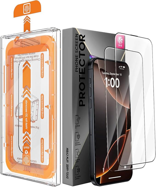 X-it 2 Packs Screen Protector for iPhone 16 Pro 6.3-inch - [Auto-Dust Removal] 9H+ Tempered Glass [10X Military Protection] Bubble Free Case Friendly