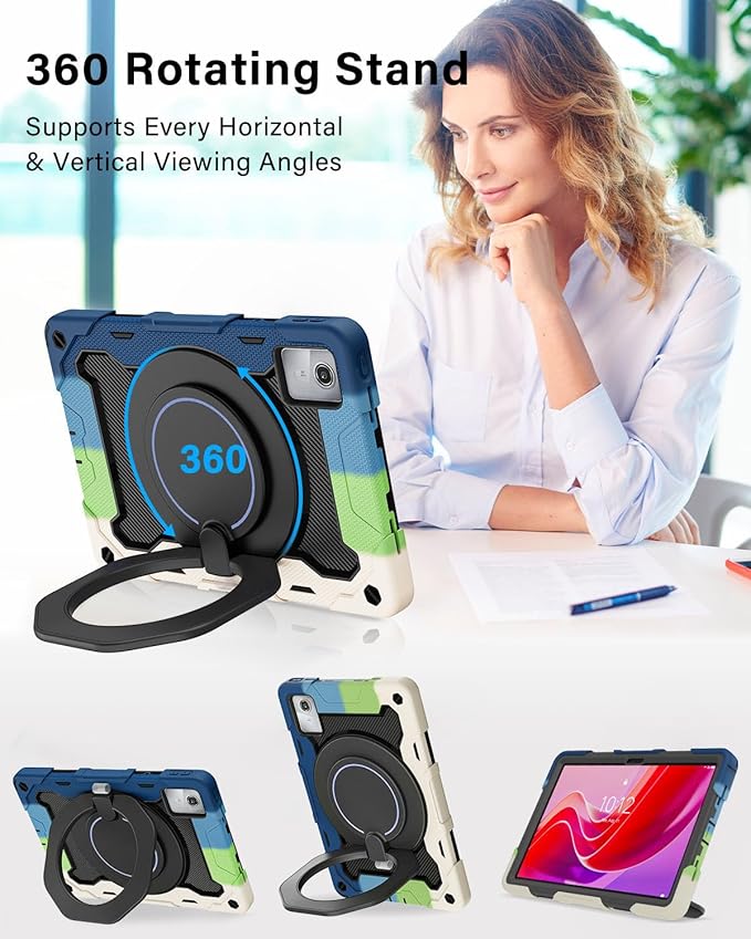 ROISKIN Case for Lenovo Tab M11 / K11 (TB-330FU/TB-330XU) 11 inch Drop-Proof Protection Cover with 360° Rotate Stand &amp Handle &amp Screen Protector &amp Shoulder Strap &amp Kids Friendly