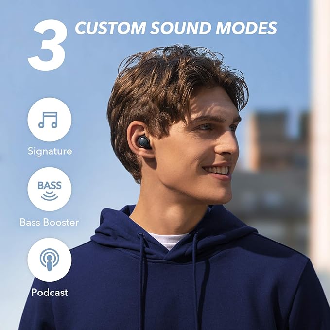 Soundcore by Anker Life A1 True Wireless Earbuds Powerful Customized Sound 40H Playtime Wireless Charging USB-C Fast Charge IPX7 Waterproof Button Control Bluetooth Earbuds Commute Sports