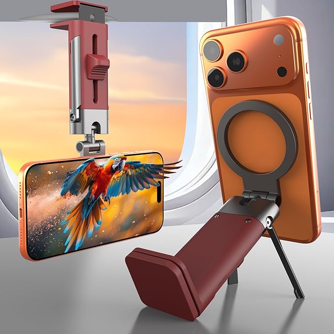 Airplane Phone Holder Mount360° Adjustable Hands-Free MountFlying Desk Home Long Flight Must Haves Accessoriesfor iPhone 17 16 15 14 Pro Max