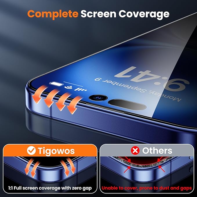 2-Packs for iPhone 16/15 Privacy Screen Protector28°Anti-spyDouble Shatterproof Tempered Glass9H+ Hardness99.99% HD ClearFull CoverageBubble FreeEasy Installation