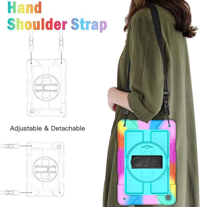 BMOUO CASE for Samsung Galaxy Tab A9+/A9 Plus Case 11 2023 (SM-X210/X216/X218) Shockproof Galaxy Tab A9 Plus Case with Rotating Stand and Hand/Shoulder Strap Turquoise