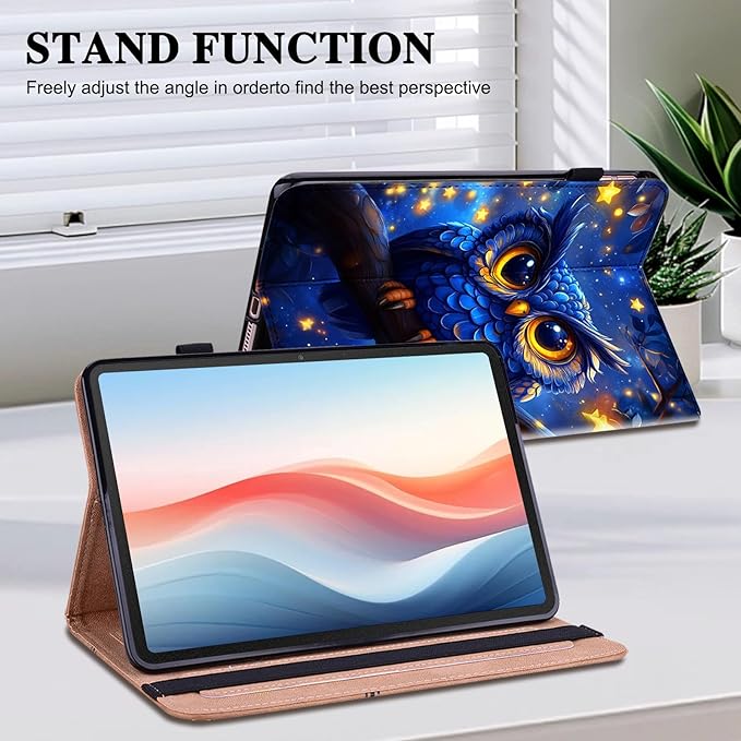 Case for Amazon Fire HD 10 and 10 Plus Tablet (13th/11th Generation 2023/2021 Release) with Multi-Angle Stand and Pen Holder Blue Owl