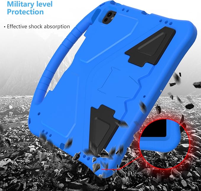 Case for iPad Air 13 inch (M2/M3) 2024/2025 for iPad Pro 13 inch (M4) 2024/12.9 inch (M2) 2022 EVA Shockproof Cover with Strap Handle Stand Blue