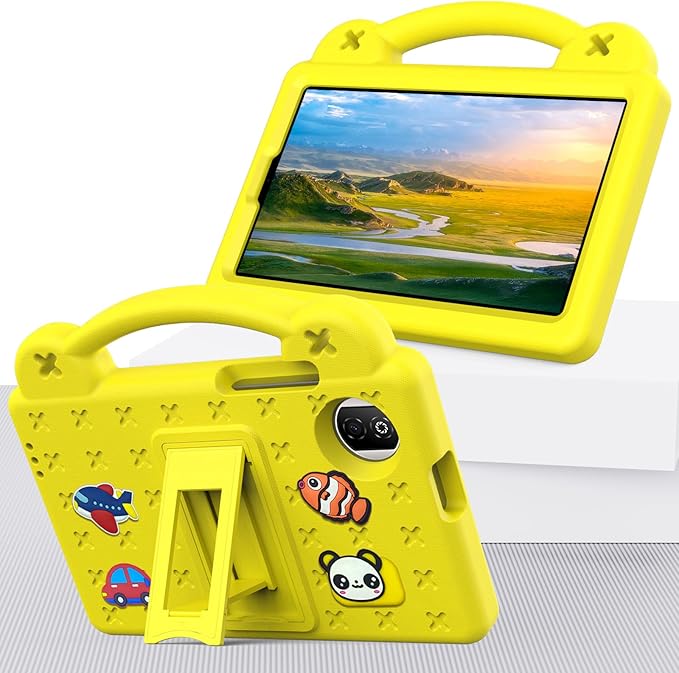 Compatible with Honor Pad X7 8.7 inch 2025 Tablet Case Kids Friendly Universal Lightweight Shockproof Protective Case with Shoulder Strap &amp Stand Handle Yellow