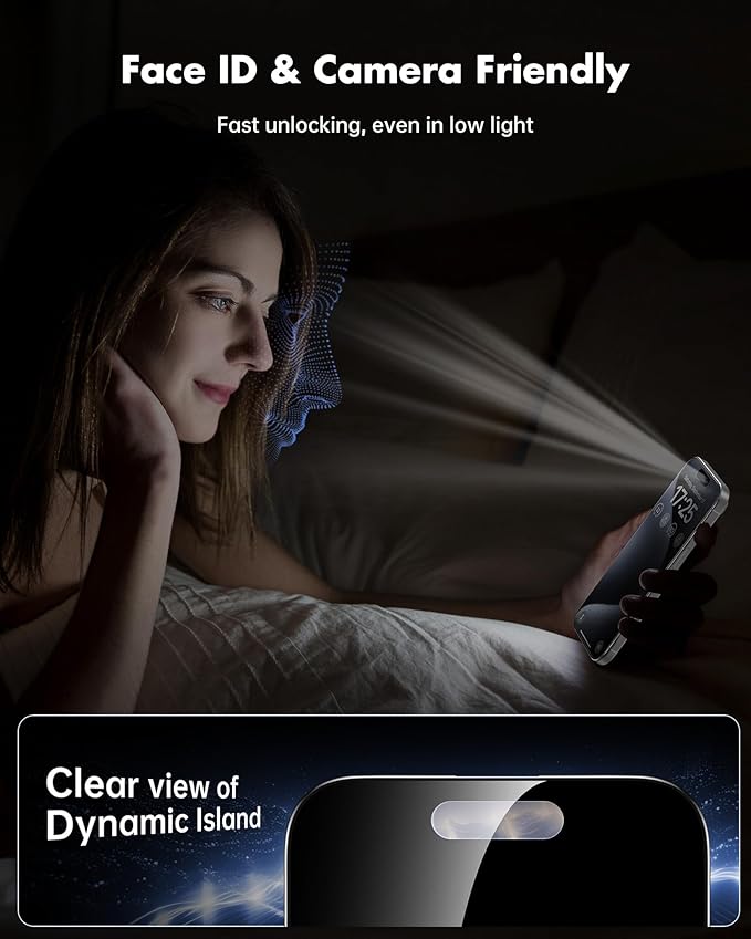 UNBREAKcable Privacy Screen Protector for iPhone 15 Pro Max (6.7-Inch) 2-Pack + 2 Lens Protectors｜25° Anti-Spy｜9H Hardness｜Anti-Fingerprint｜HD Clarity Tempered Glass