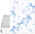 JOYLAND Blue Bow Case for iPad 10th Generation 10.9 inch/iPad (A16) 11th Generation 11 Inch 2025 with Pencil HolderTrifold Stand Protective Cover with Soft TPU BackWhite