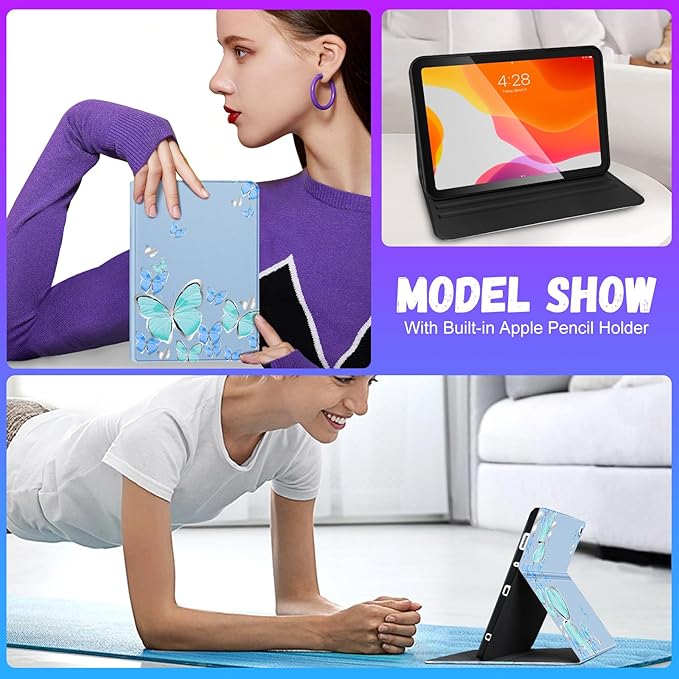 for iPad Air 3rd Generation Case for Apple iPad Pro 10.5 Inch Case Cute Kids Women Girls Girly Kawaii Pretty Butterfly Pretty Unique Design Folio Cover for iPad Air 3 Gen 2019 Pro 10.5 Cases