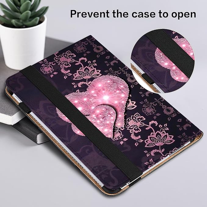 ALILANG Case for iPad Pro 13 inch M5/M4 (2025/2024) Tablet Case PU Leather Shockproof Folding Stand Cover with Card Holder and Pen Holder -Lace Peach
