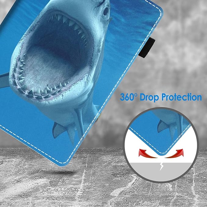 Case for All-New Amazon Fire HD 10 &amp 10 Plus Tablet 10.1 (13th/11th Generation 2023/2021 Release) Slim Stand Folio Cover with Card Slot &amp Auto Wake/Sleep - Great White Shark