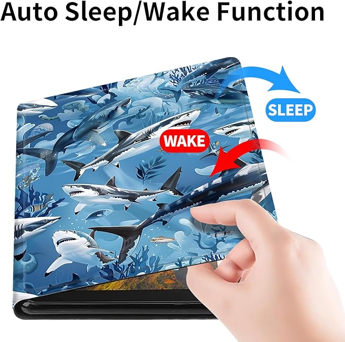 Case for iPad Air 13-inch (M3) 2025 (M2) 2024 -Slim Smart PU Leather Adjustable Stand Protective Cover with Auto Wake/SleepA School of Sharks