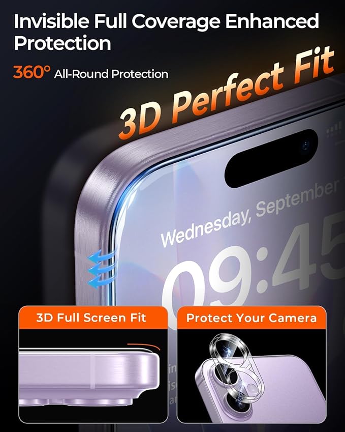 MRGLAS TOP 9H+ Glass 2+2 Packs for iPhone 17 Privacy Screen Protector with Camera Lens Protector [Zero Bubble][10X Military Protection] 17 Tempered Glass 6.3 Full Edge CoverageCase-Friendly